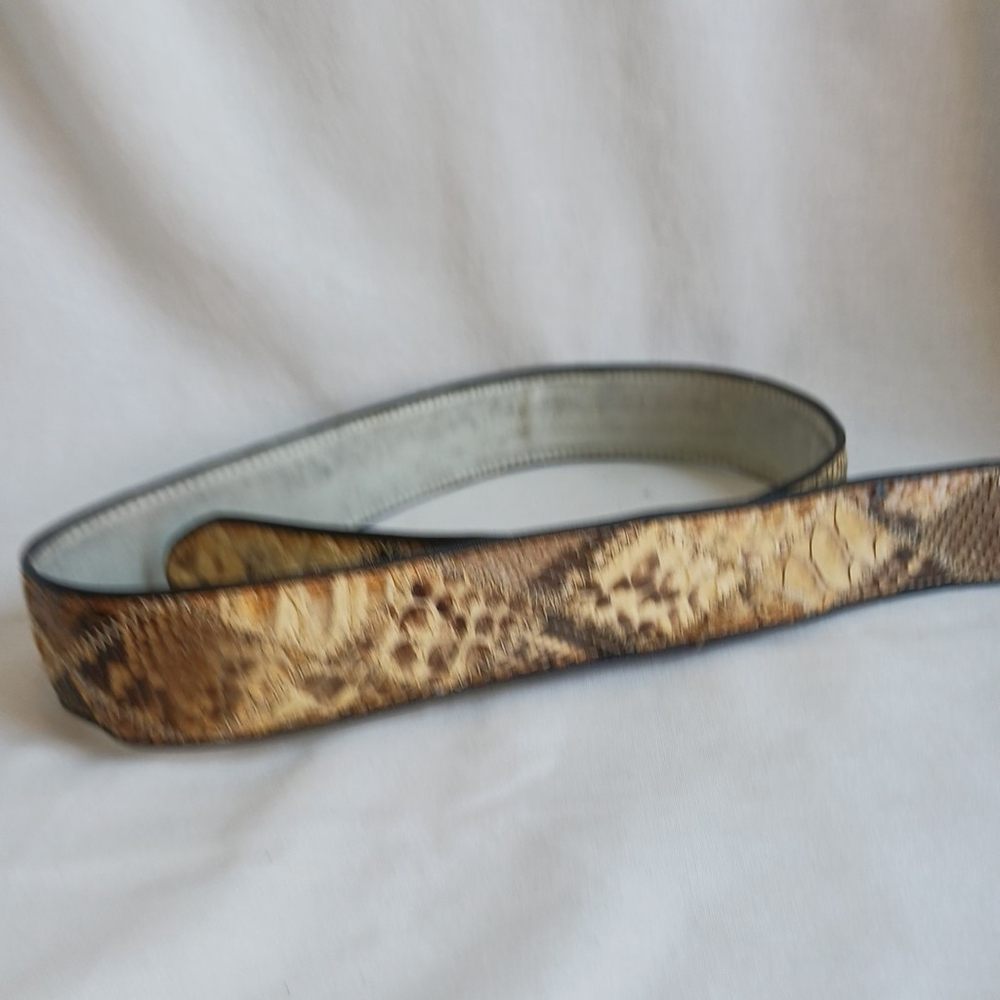 Vintage Genuine Python Skin Patchwork Belt Cowboy… - image 5